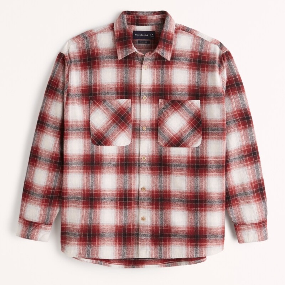 Abercrombie Men's Oversized Plaid Flannel Shirt Jacket medium M